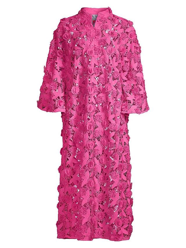 Womens 70s Floral Lace Maxi Caftan Dress Product Image