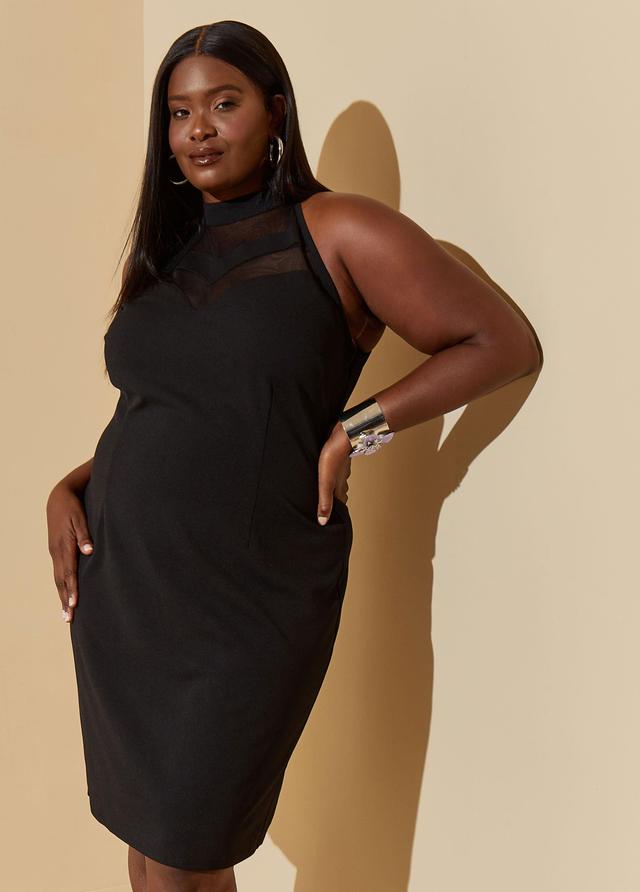 Plus Size High Collar Paneled Bodycon Dress Ashley Stewart Product Image