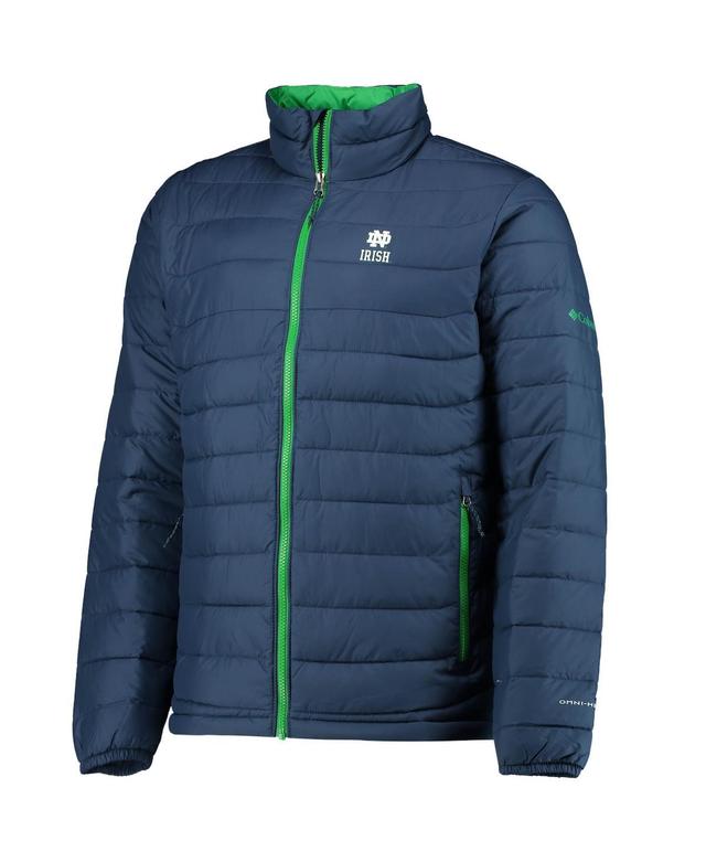 Mens Columbia Navy Notre Dame Fighting Irish Powder Lite Omni-Heat Reflective Full-Zip Jacket Product Image