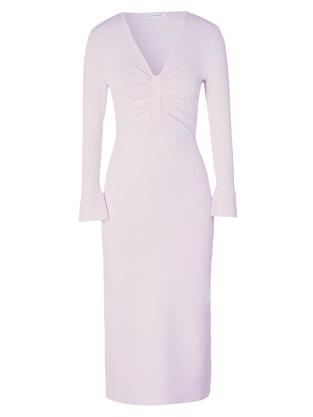 Womens Ruched Long-Sleeve Midi-Dress Product Image