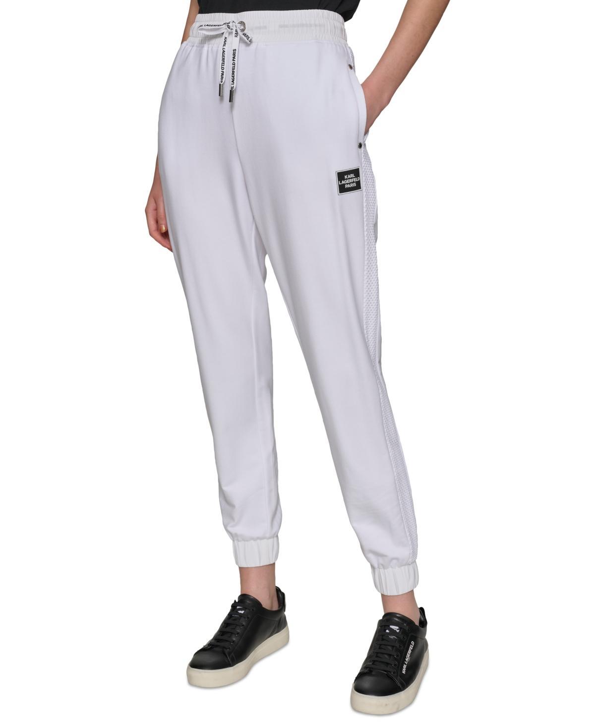 Karl Lagerfeld Paris Womens Drawstring-Waist Mesh-Trim Joggers product image