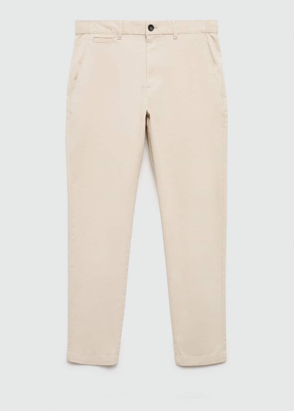 Mango Mens Cotton Tapered Crop Pants - Light Product Image