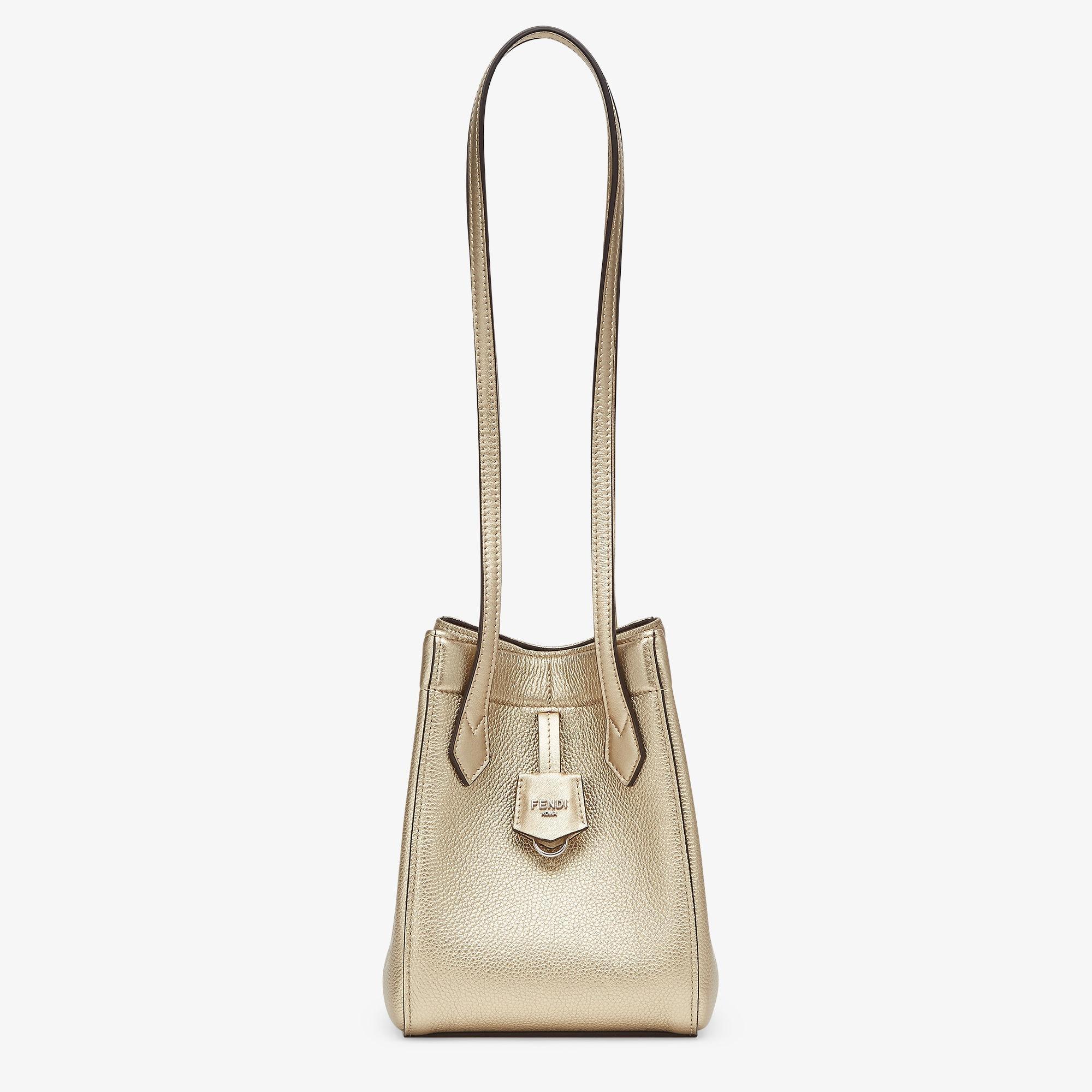 Fendi Origami MiniTransformable champagne-colored metallic leather mini-bag Product Image