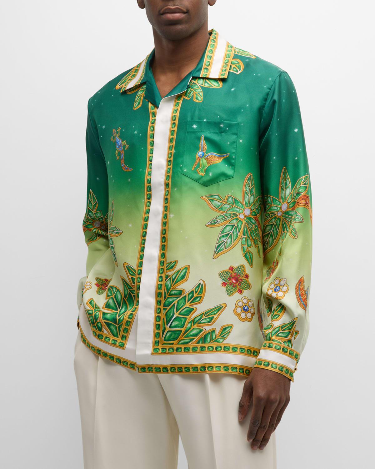 Mens Joyaux DAfrique Printed Silk Sport Shirt Product Image