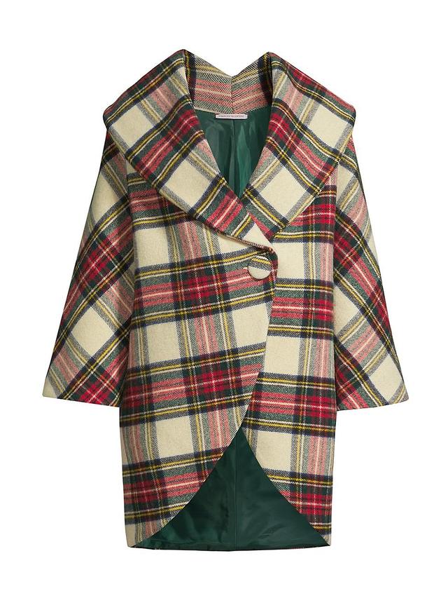 Womens Plaid Wool Cocoon Coat Product Image