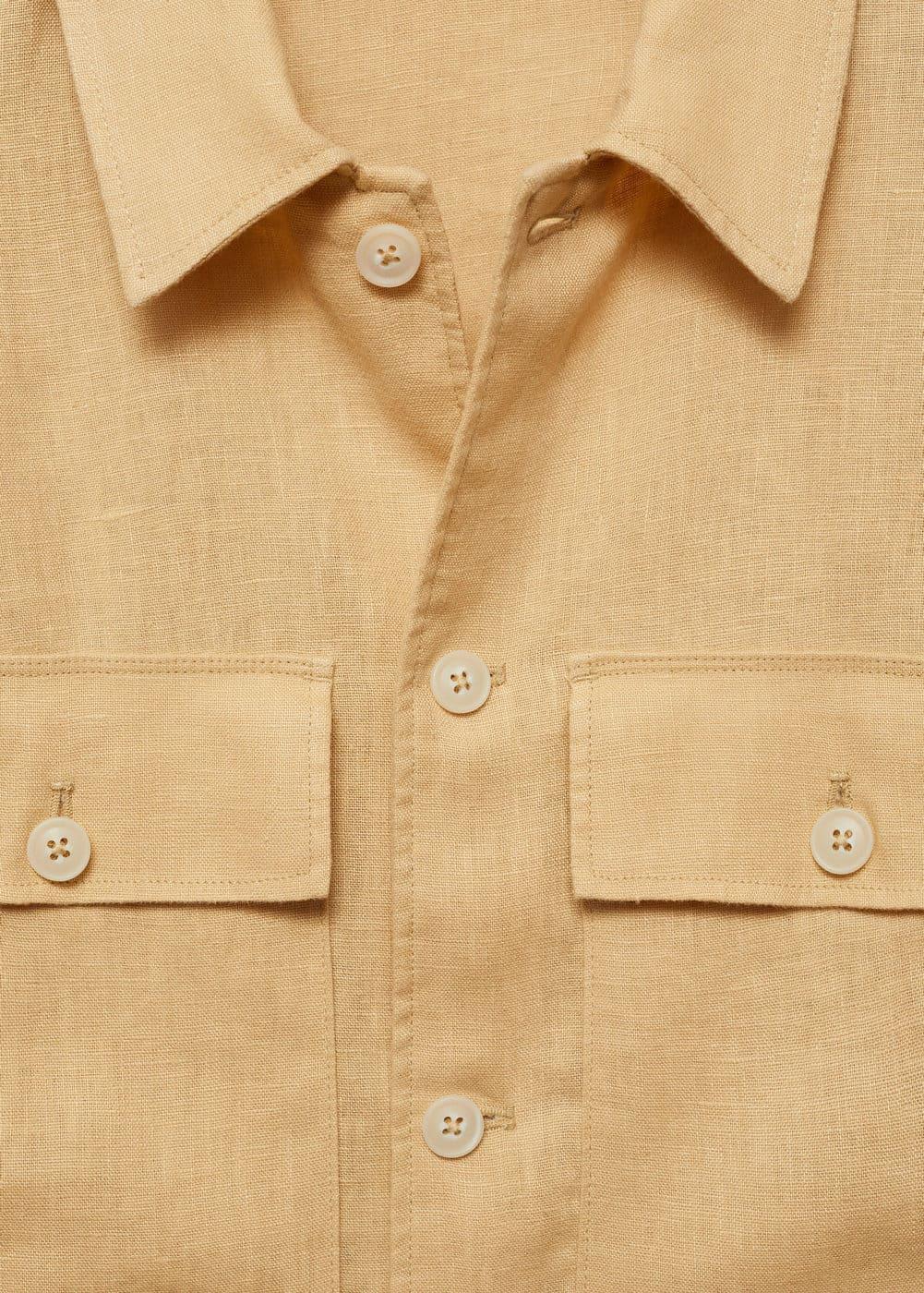 100% linen overshirt with pockets - Men | MANGO USA Product Image