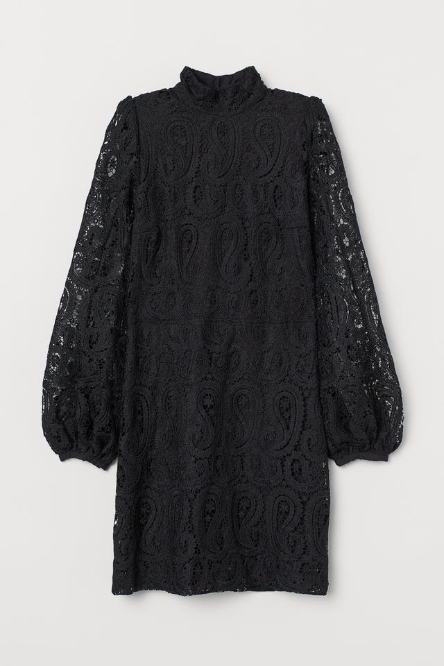 Lace Stand-up Collar Dress Product Image