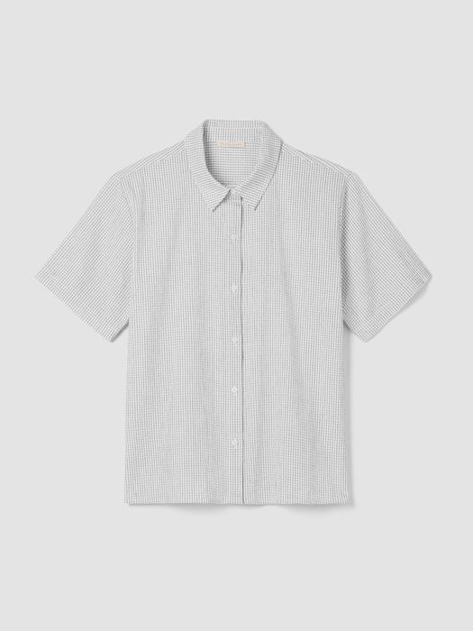 Organic Cotton Ripple Checkered Short-Sleeve Shirt Product Image