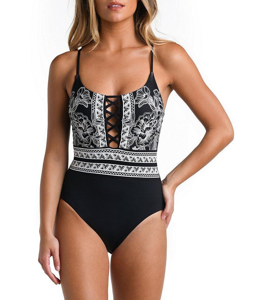 La Blanca Shadow Floral Print Scoop Neck Tummy Control One Piece Swimsuit Product Image