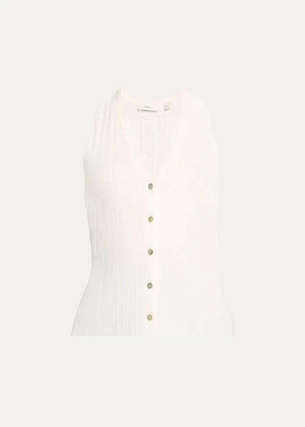 Button-front Knit Tank Top In Off White product image