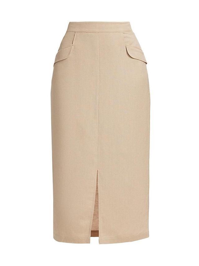 Womens Linen-Blend Midi-Skirt Product Image