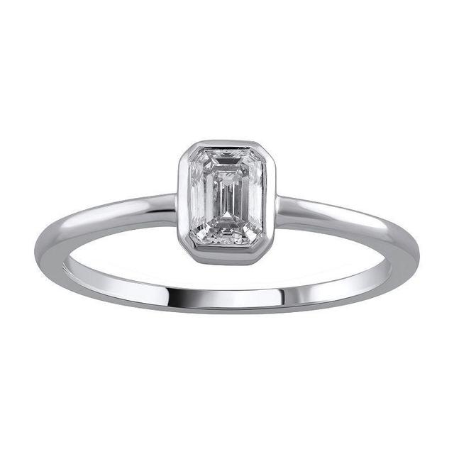 Arctic Clear 14k White Gold 1/2 Carat T.W. Lab-Grown Diamond Emerald-Cut Engagement Ring, Womens Product Image