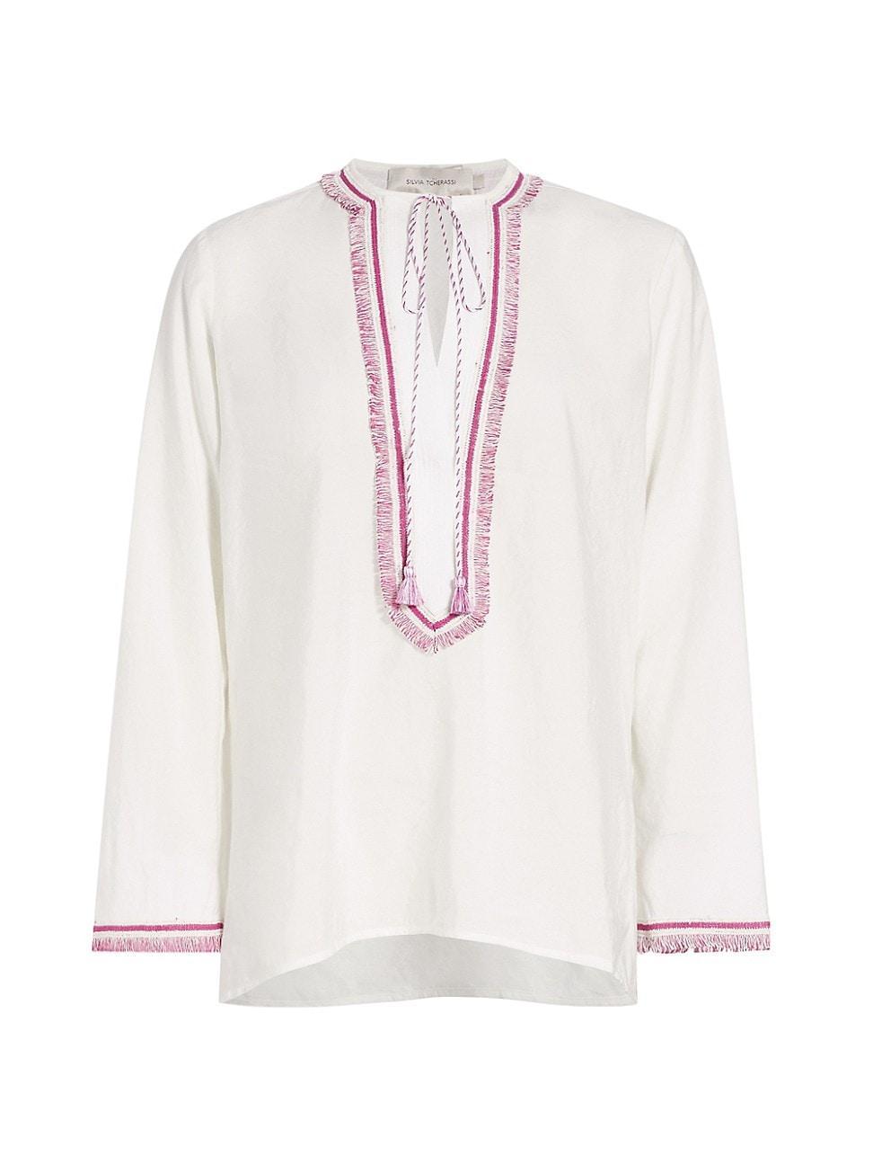 Womens Anisa Fringe-Trim Blouse Product Image