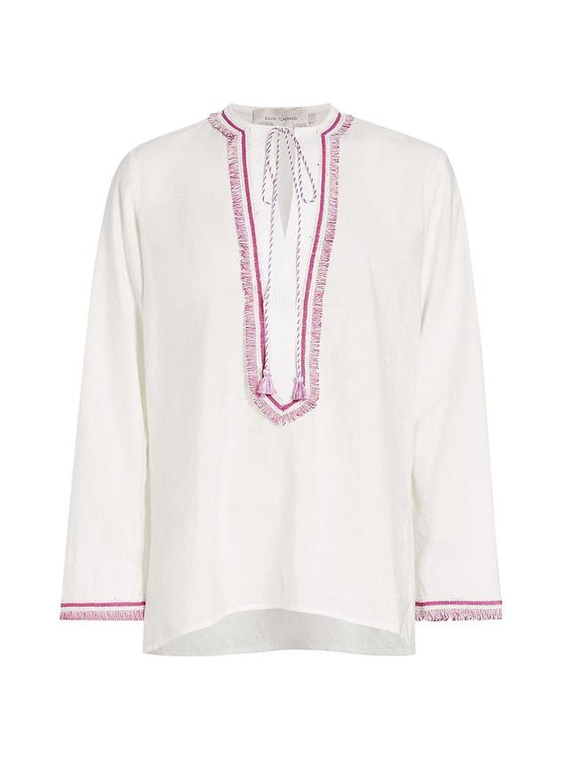 Womens Anisa Fringe-Trim Blouse Product Image