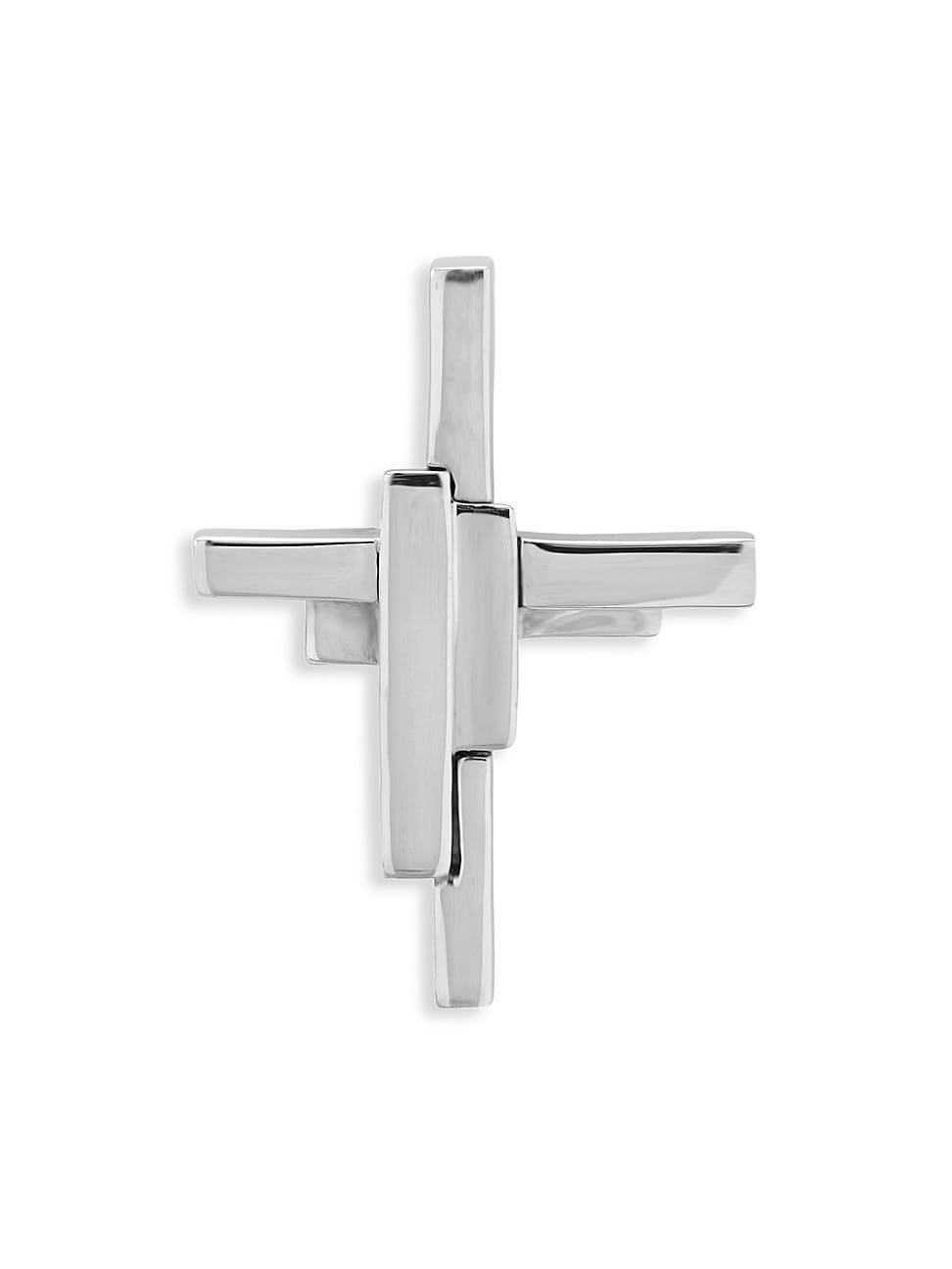 Mens Ghael Cross Sterling Silver Pendant Necklace Product Image