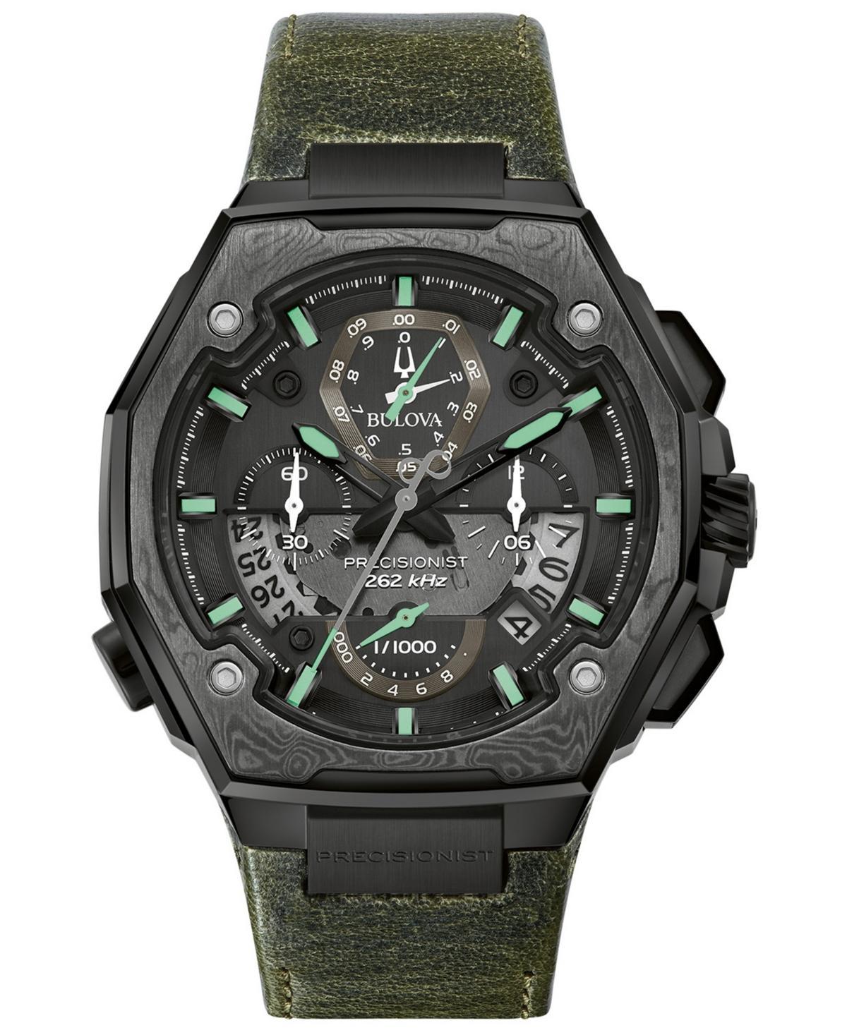 Men's Special Edition Bulova Precisionist X 10th Anniversary Black IP Chronograph Strap Watch (Model: 98B355) Product Image