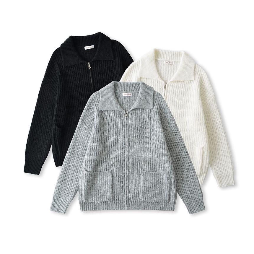 Zip-Up Plain Cardigan product image