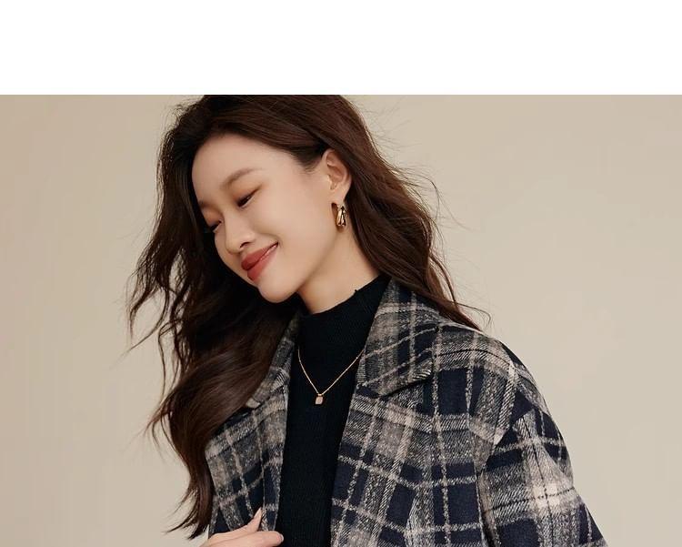 Lapel Collar Plaid Double-Breasted Oversized Blazer Product Image