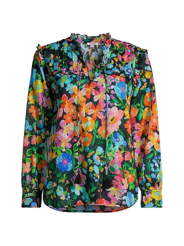 Womens Wild Blooms Floral Ruffled Yoke Blouse Product Image