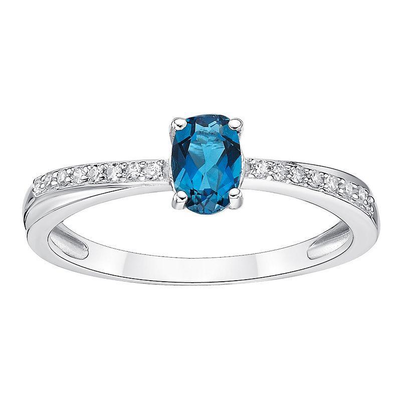 Gemminded Sterling Silver London Blue Topaz & Diamond Accent Ring, Womens Product Image