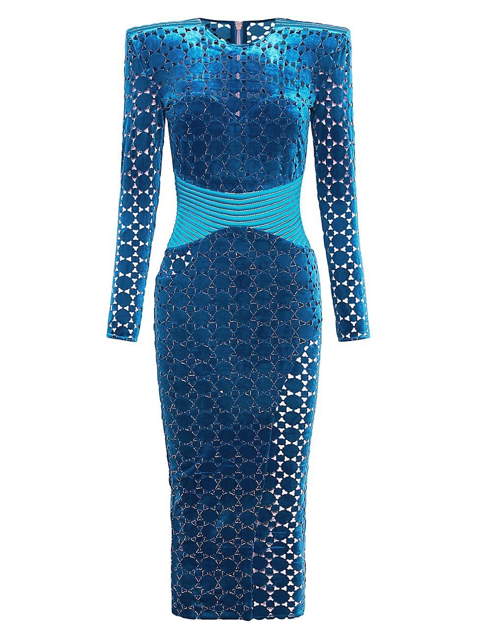 Womens Salvation Laser-Cut Velvet Midi-Dress Product Image