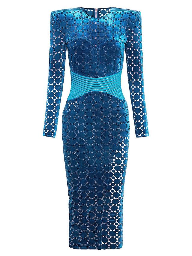 Womens Salvation Laser-Cut Velvet Midi-Dress Product Image