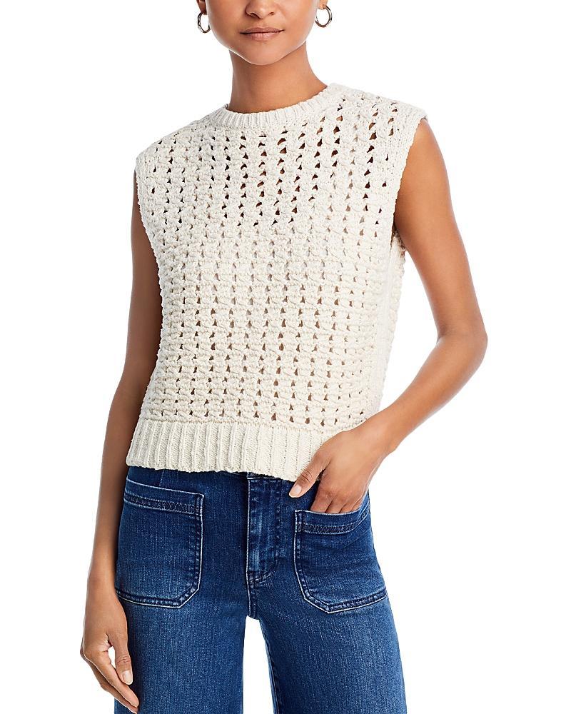 Womens Cotton Crochet Sleeveless Sweater Product Image