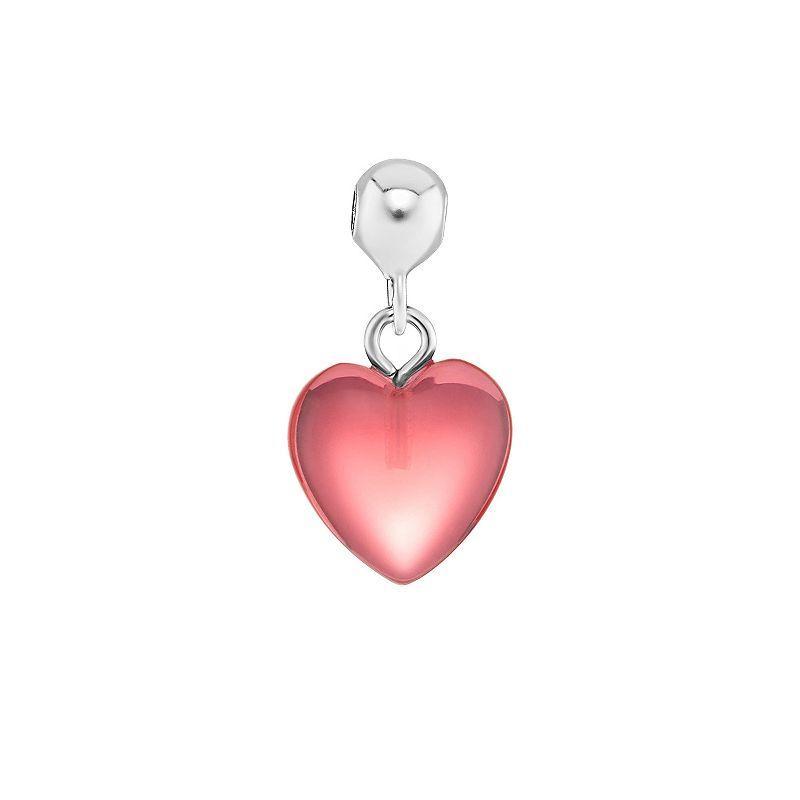 PRIMROSE Sterling Silver Polished Glass Heart Sliding Charm, Womens, Sterling Red Product Image