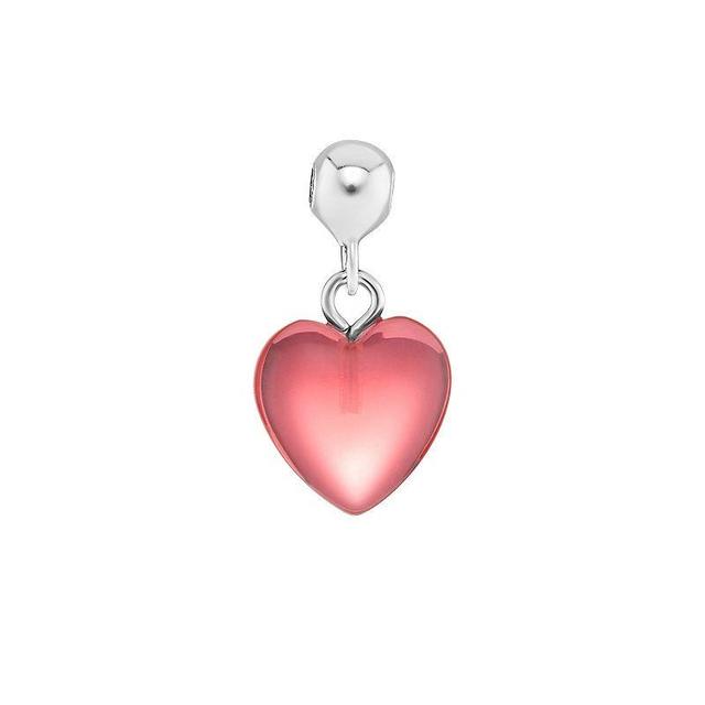 PRIMROSE Sterling Silver Polished Glass Heart Sliding Charm, Womens, Sterling Red Product Image