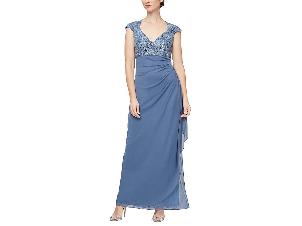 Alex Evenings Empire Waist Dress with Corded Lace Bodice (Wedgewood) Women's Dress Product Image