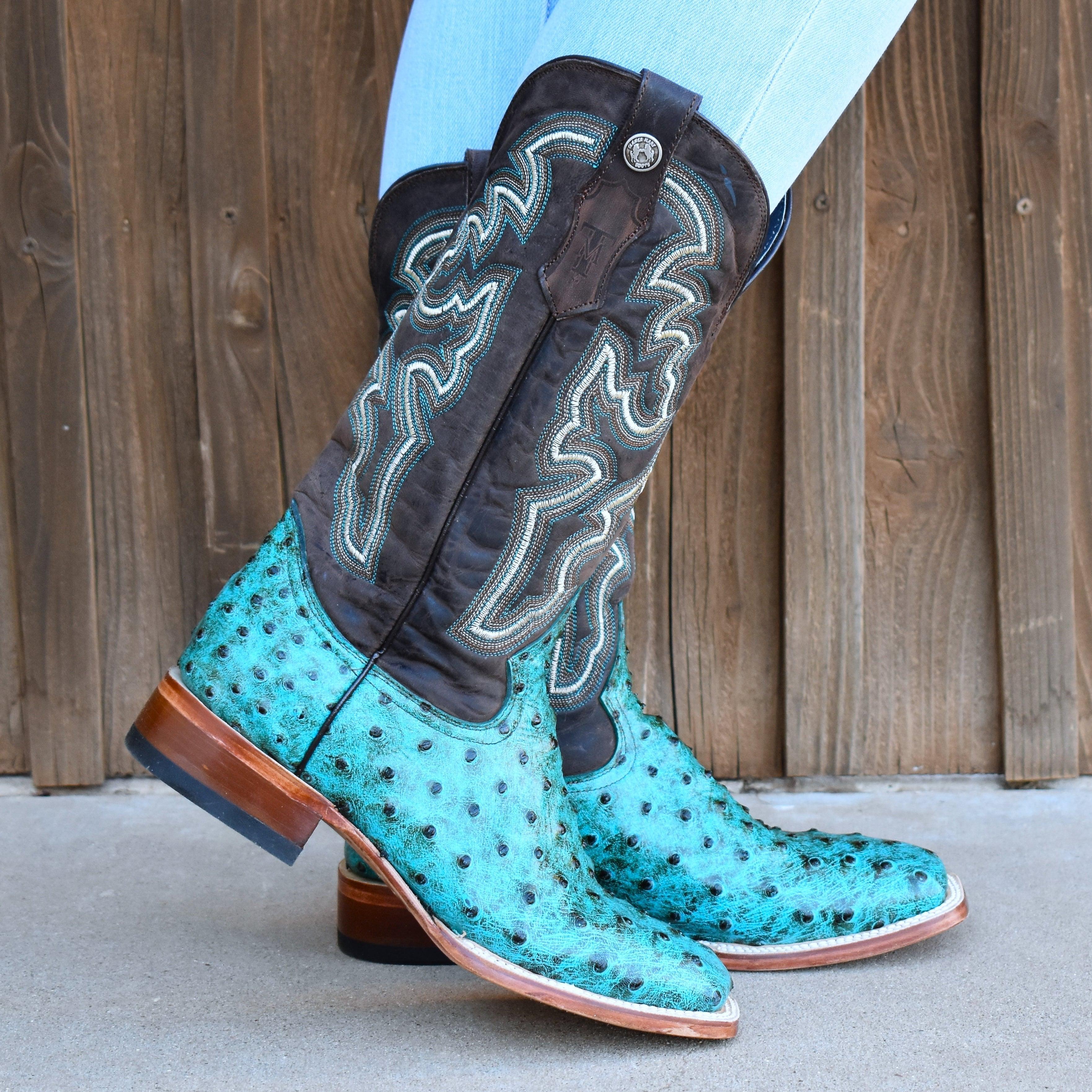 Turquoise Ostrich Leather Boots*  Product Image