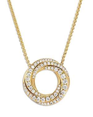 Womens Petite Pav Crossover Pendant Necklace In 18K Yellow Gold With Diamonds Product Image