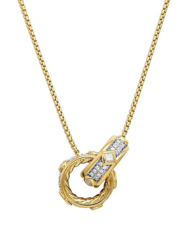 David Yurman 18K Yellow Gold Modern Renaissance Diamond Interlocking Ring Pendant Necklace, 17 Product Image