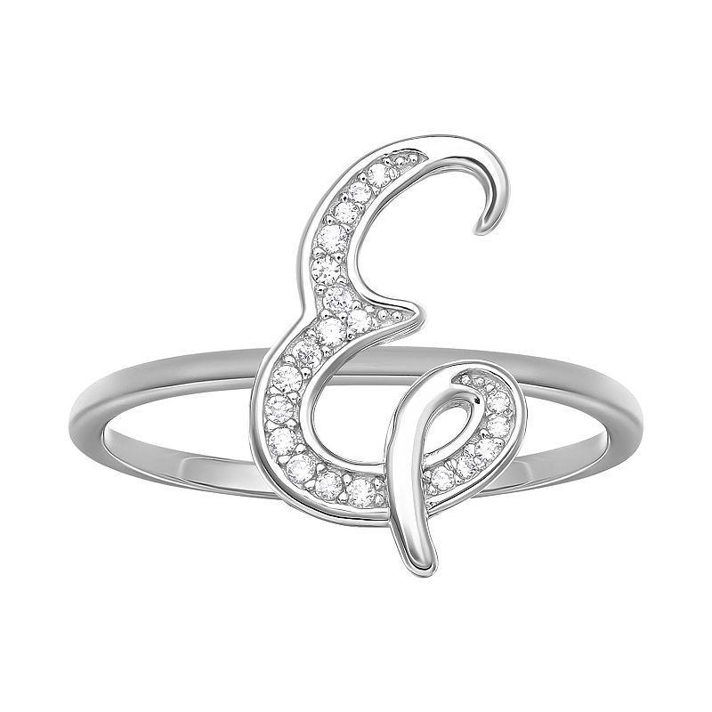 PRIMROSE Sterling Silver Cubic Zirconia Initial Ring, Womens Sterling Silver V Product Image