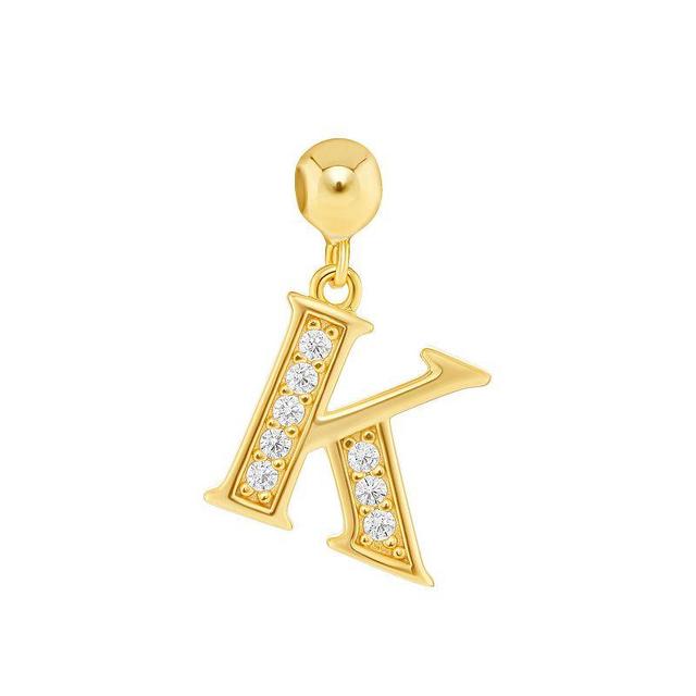 PRIMROSE 18k Gold Plated Pave Cubic Zirconia Initial Sliding Charm, Womens, Silver Tone E Product Image