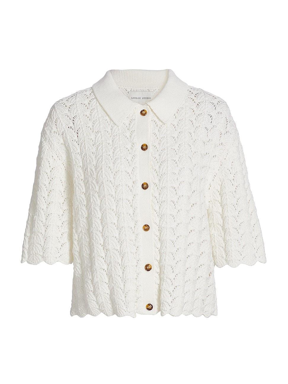 Womens Adria Pointelle Knit Cotton Cardigan Product Image