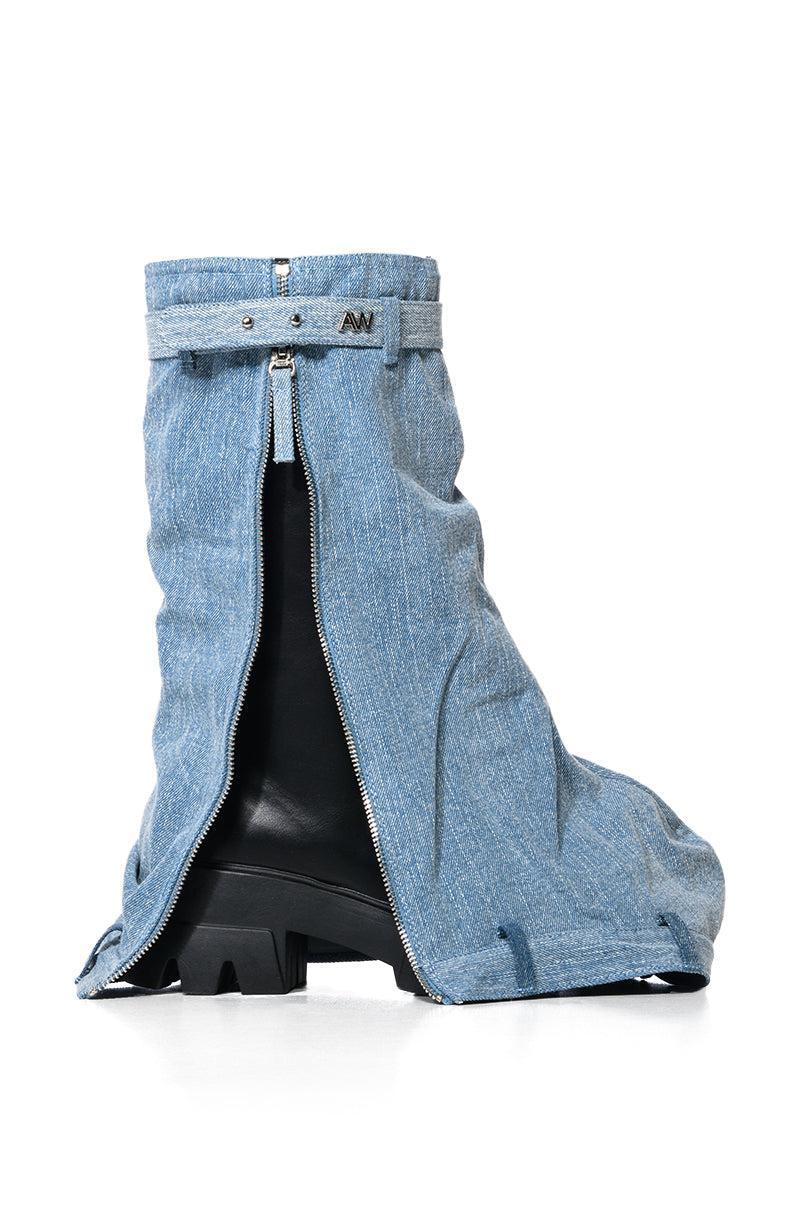 AZALEA WANG ANGELA FOLD OVER PLATFORM BOOT IN DENIM Product Image