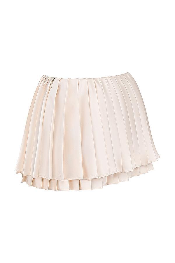 Emira Ivory Pleated Mini Skirt Product Image