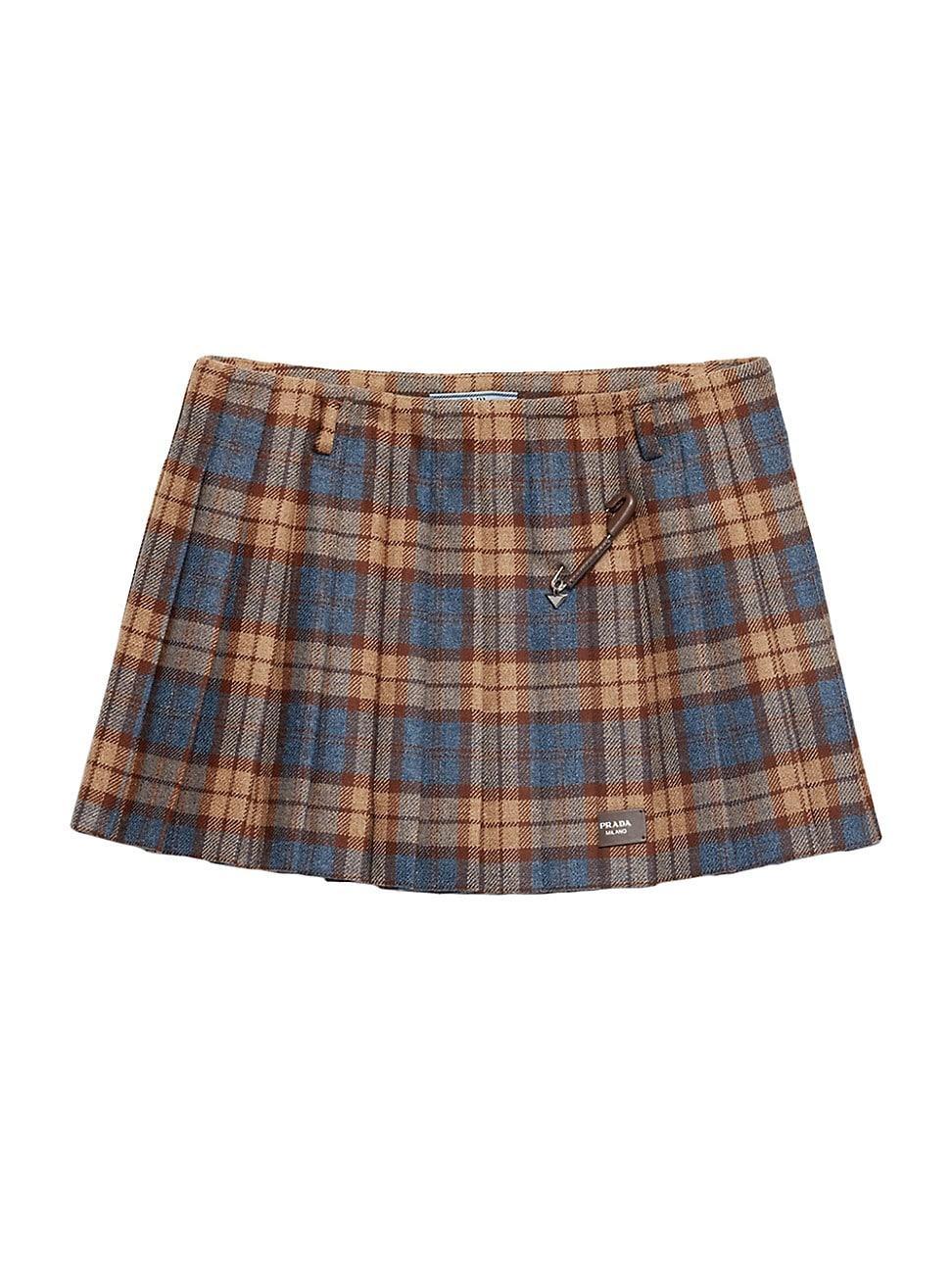 Womens Checked Wool Twill Miniskirt product image