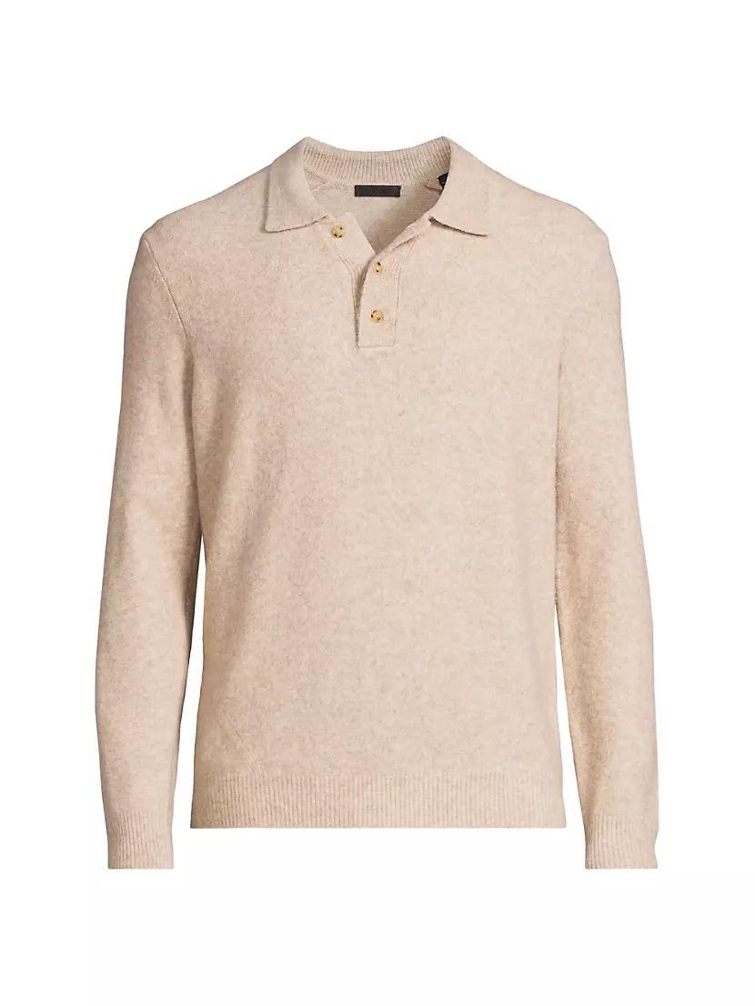 Long-Sleeve Knit Polo Top Product Image