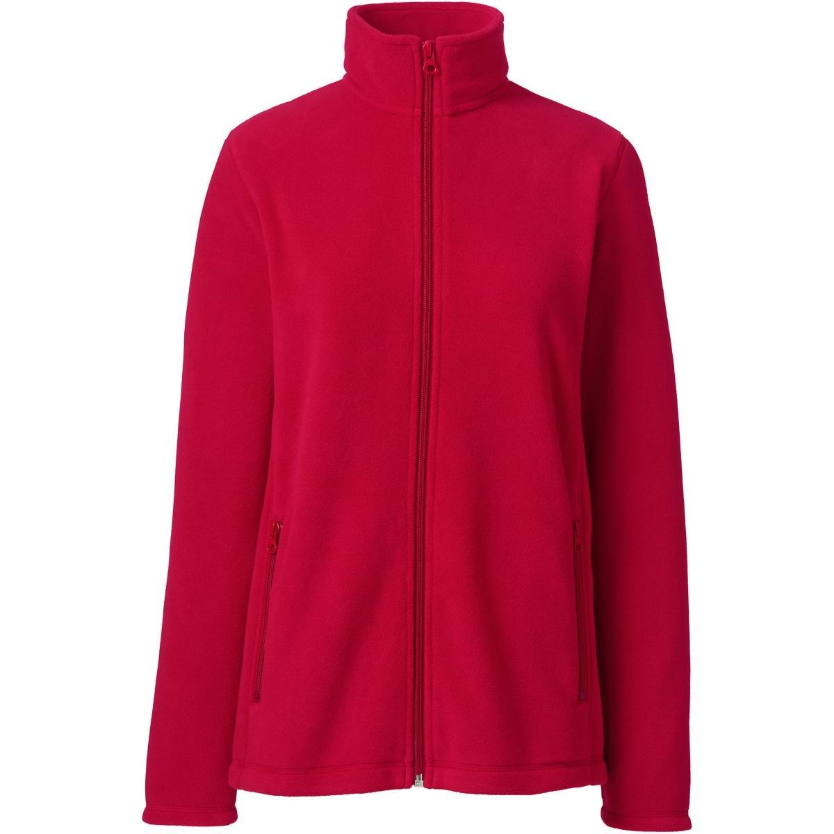 Womens Lands End Full-Zip Long Sleeve Fleece Jacket Red Product Image