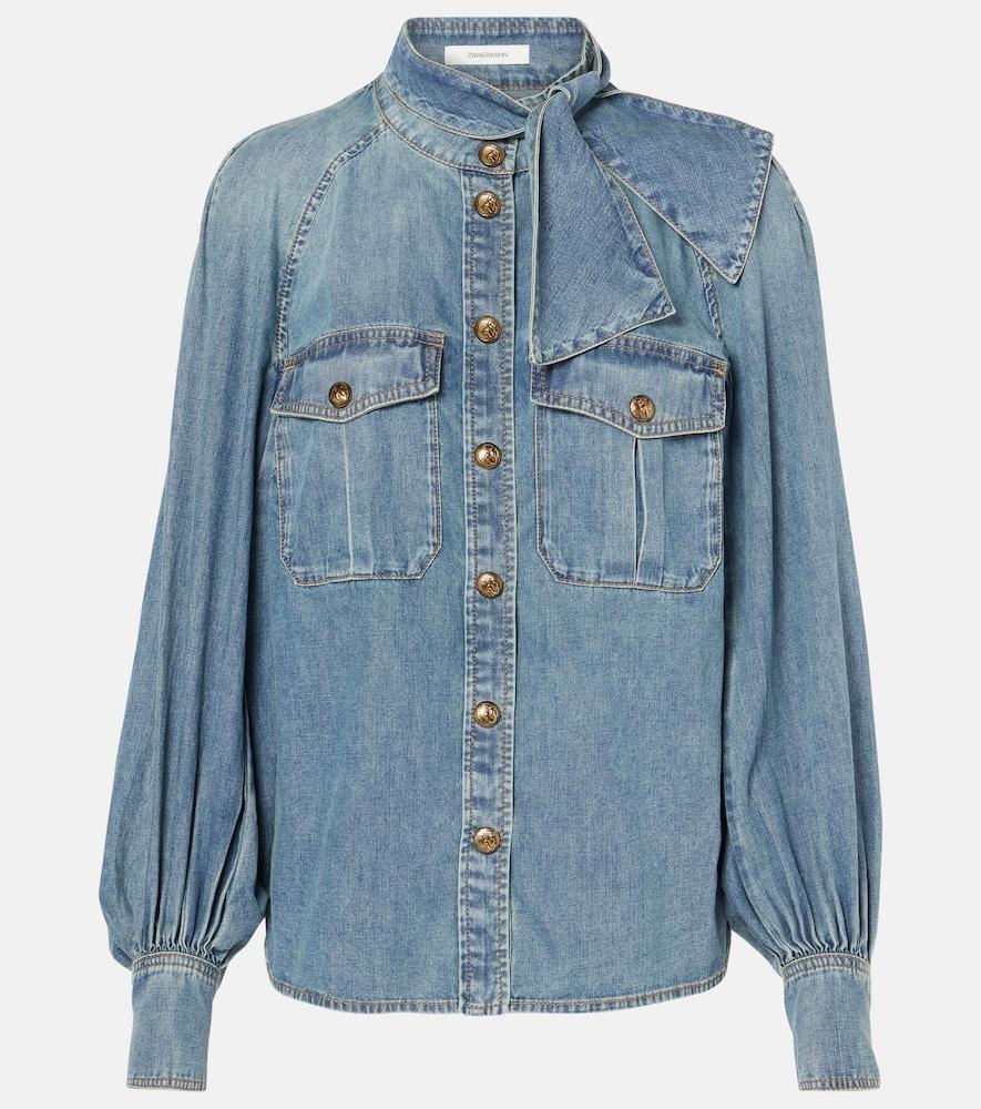 ZIMMERMANN Illustration Raglan Denim Shirt In Light Blue Product Image