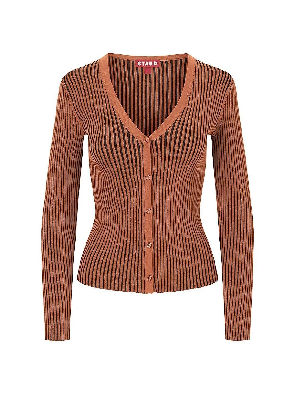 Womens Fitted Rib-Knit Cardigan Product Image