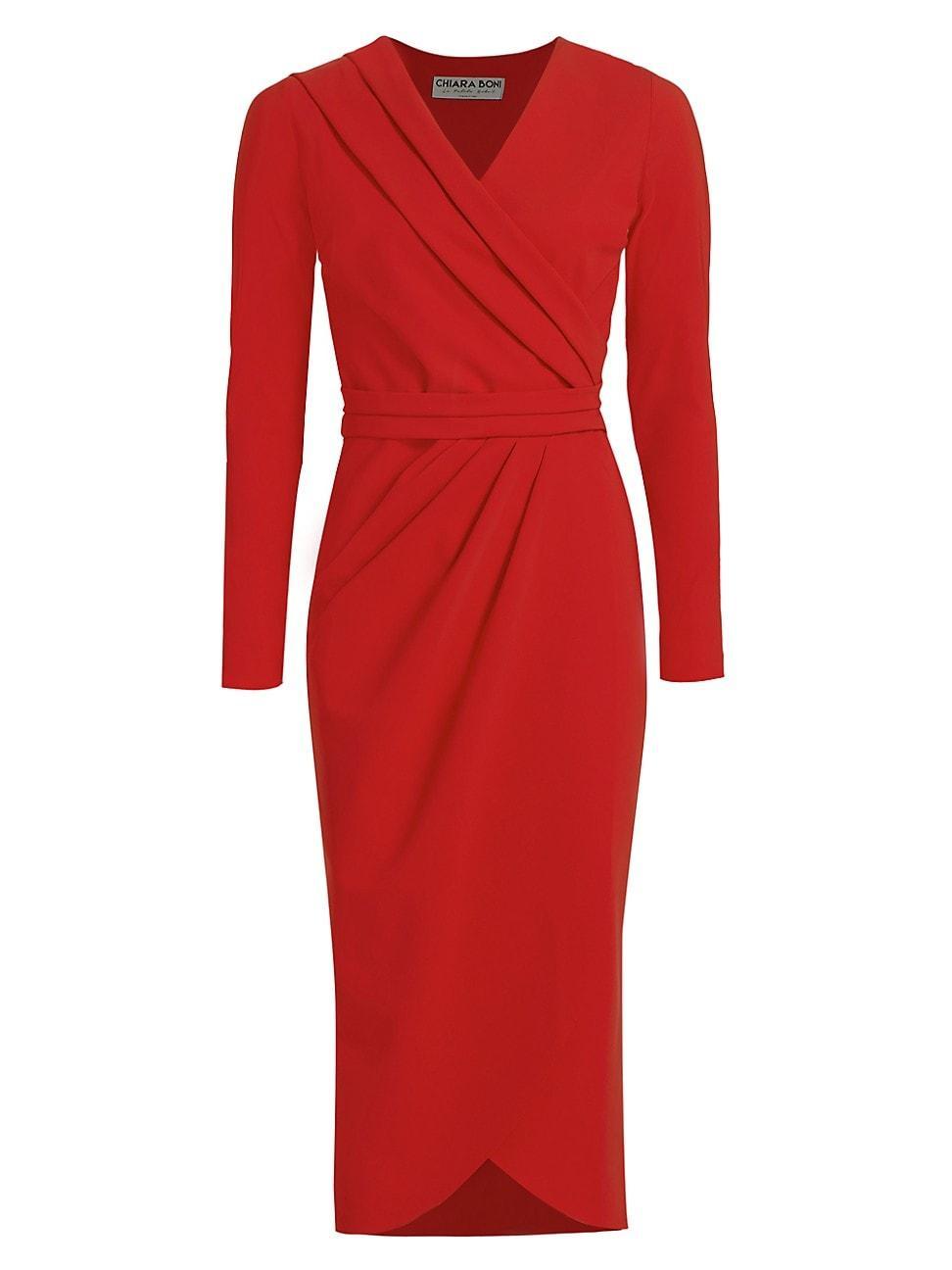 Womens Jodene Pleated Wrap Midi Dress Product Image