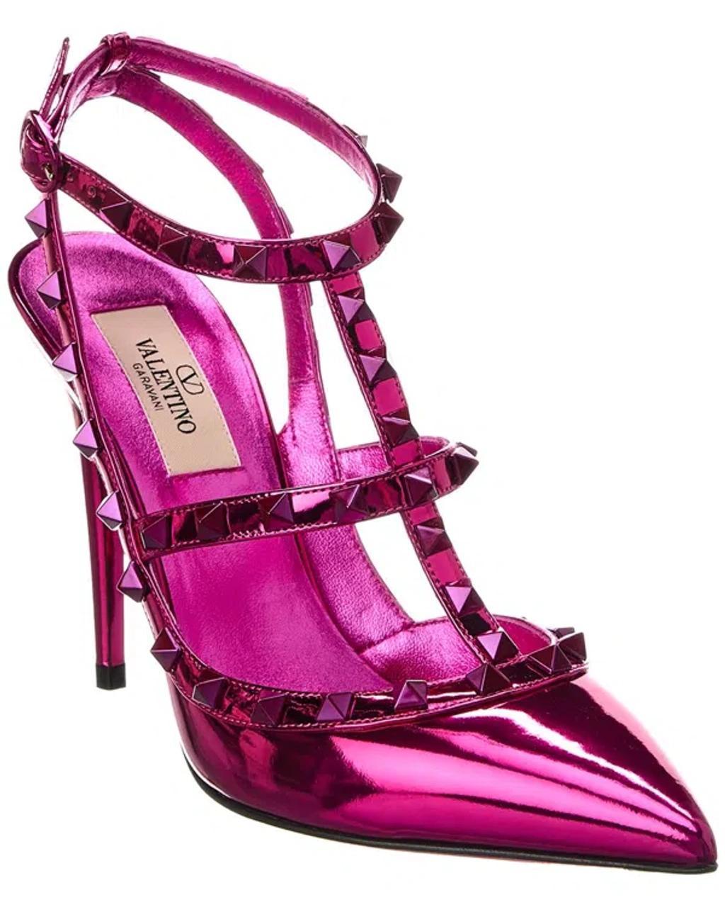 Rockstud Caged 100 Leather Pump In Pink Product Image