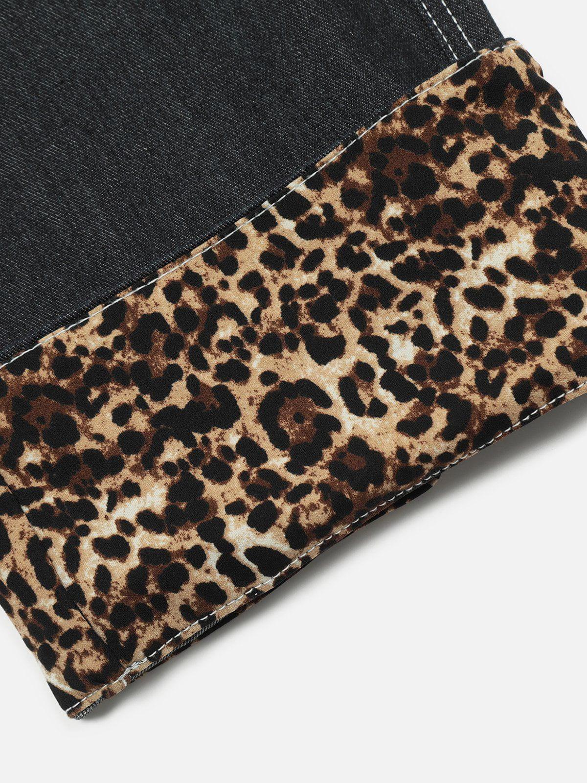 Aelfric Eden Patchwork Leopard Print Jeans Product Image