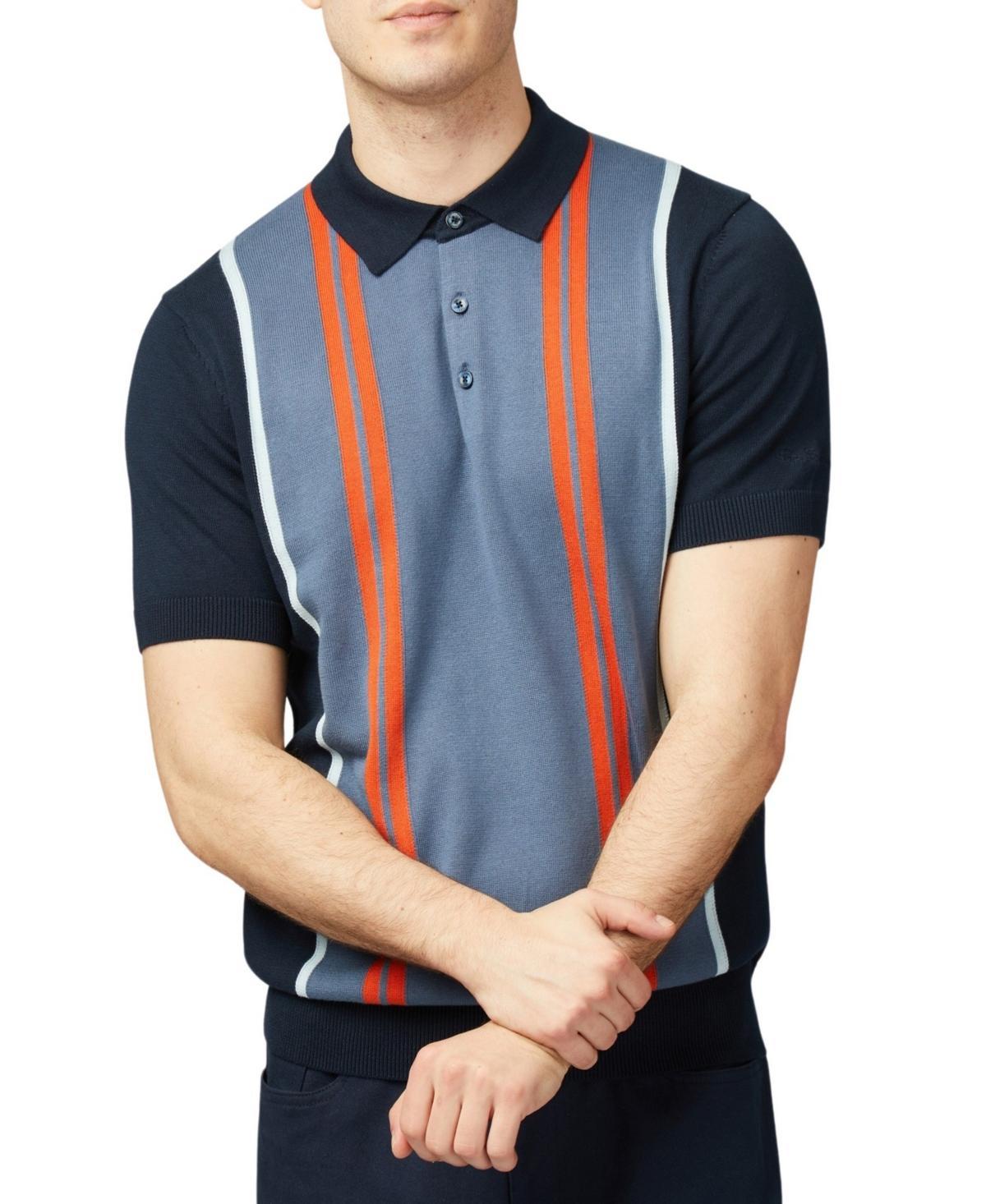 Ben Sherman Mens Regular-Fit Sweater-Knit Stripe Polo Shirt Product Image