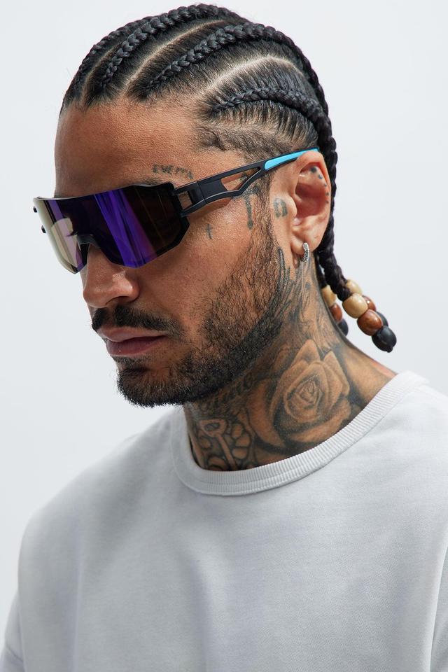 Check Reflection Sunglasses - Black/Blue Product Image