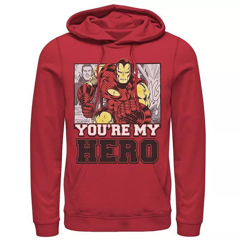 Mens Marvel Avengers Iron Man Youre My Hero Comic Panels Hoodie Product Image