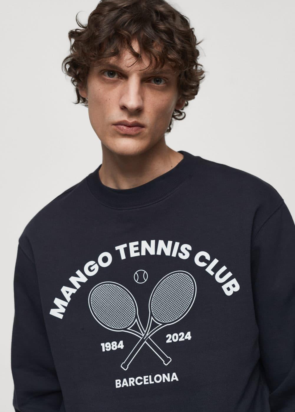 MANGO MAN - Cotton-blend printed sweatshirt dark navyMen Product Image